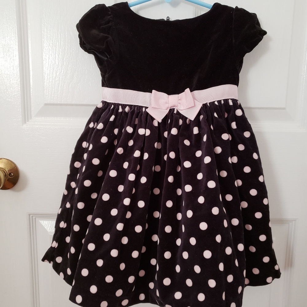 Gymboree velvet holiday dress with polka dot skirt